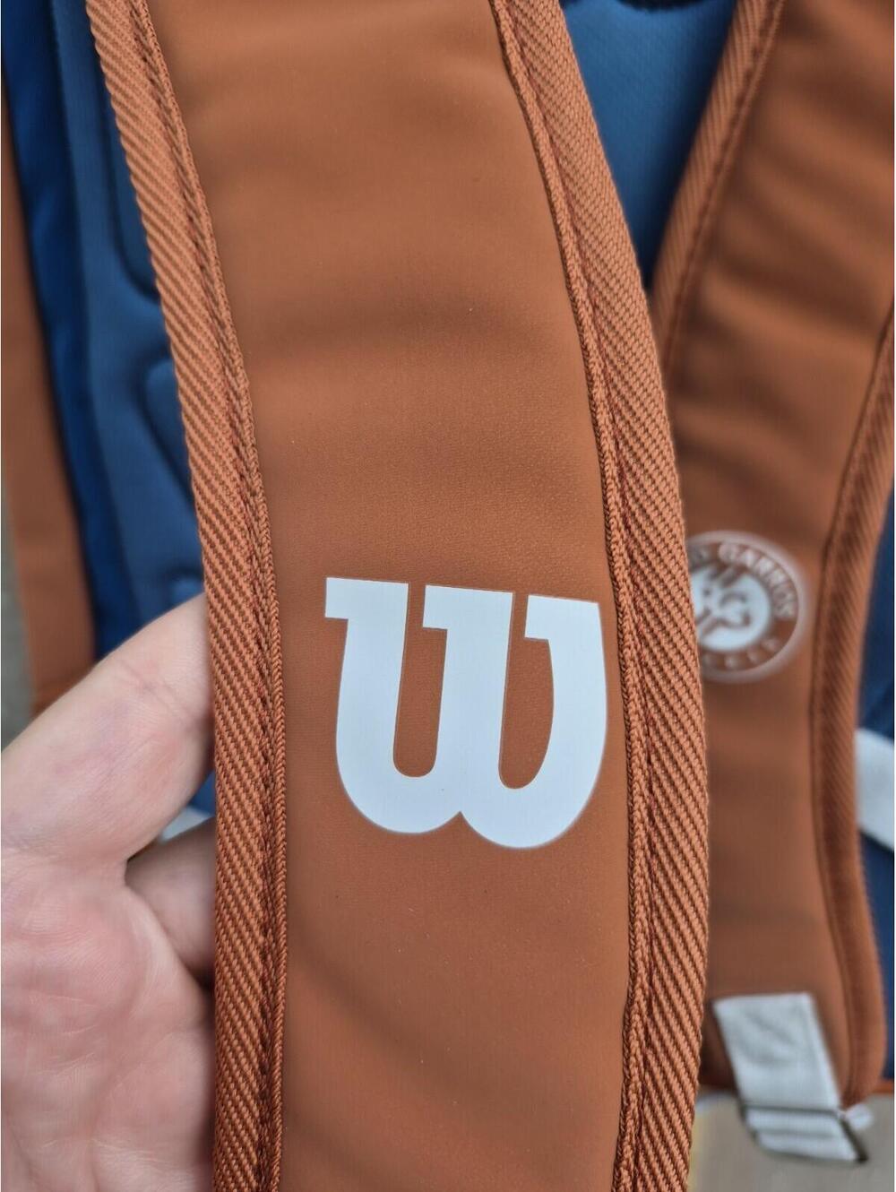 Wilson Roland Garros Super Tour Tennis Backpack 2 Racket Bag Blue / White / Navy - Picture 8 of 12